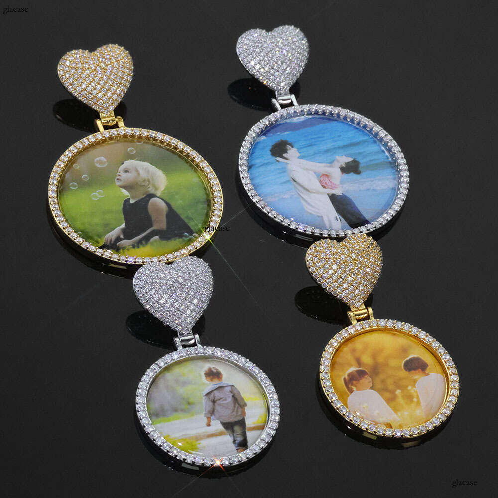 Hip Hop INS Heart Buckle Photo Pendant Round Commemorative Frame Necklace High-End Jewelry