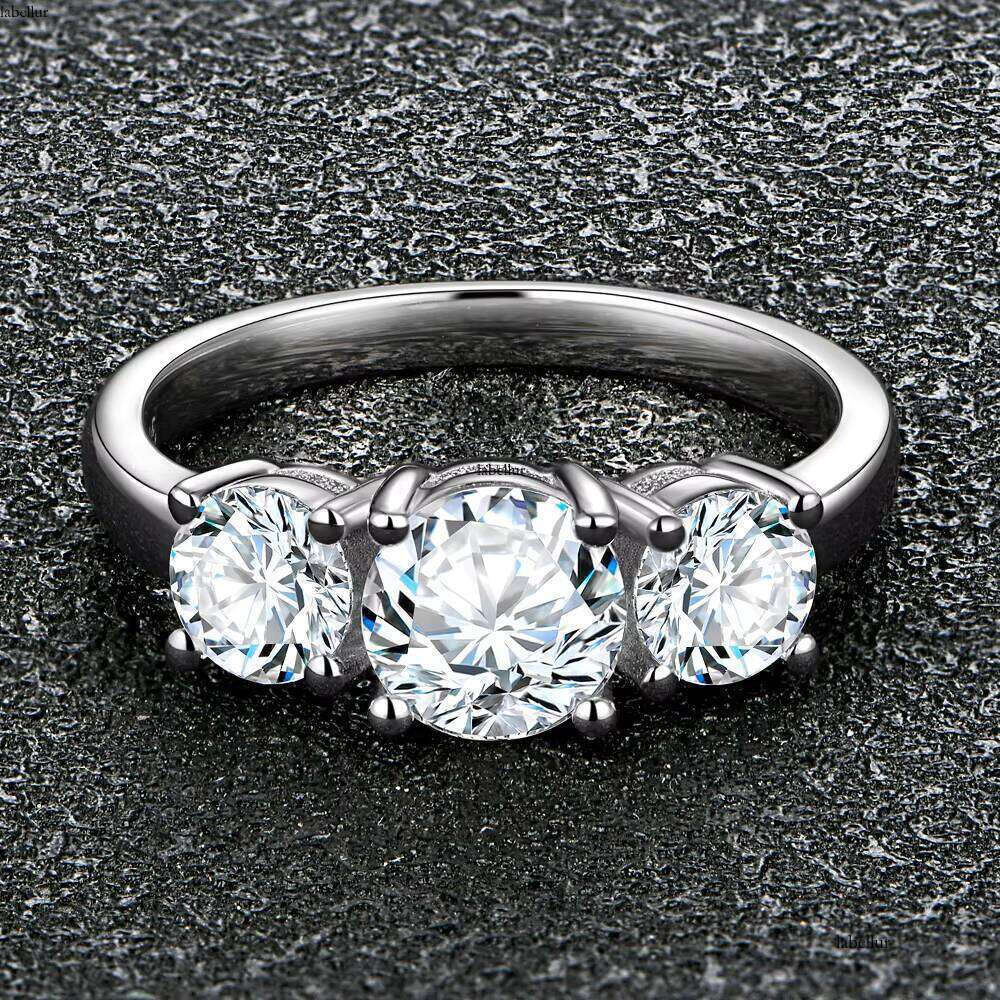 Attagems 2ct Round Cut D Color VVS Moissanite Dia Sterling Sier Ring High Quality Engagement Wedding Gift