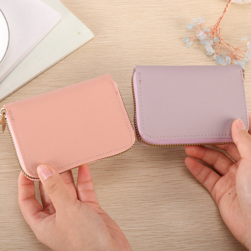 New Compact And Exquisite High-end Women's Card Holder Large Luxury Bag Capacity Short Fashion Simple Solid Color Zipper Coin Purse Premium
