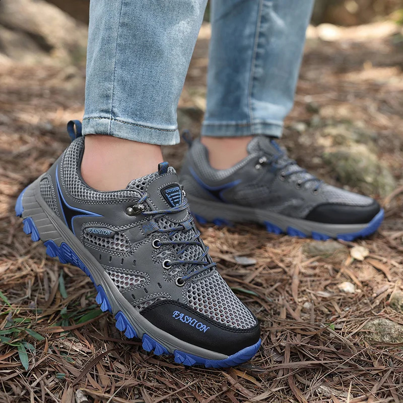 Mens Shoes Mesh Summer Non-slip Platform Soled Outdoor Hiking Shoes 250805