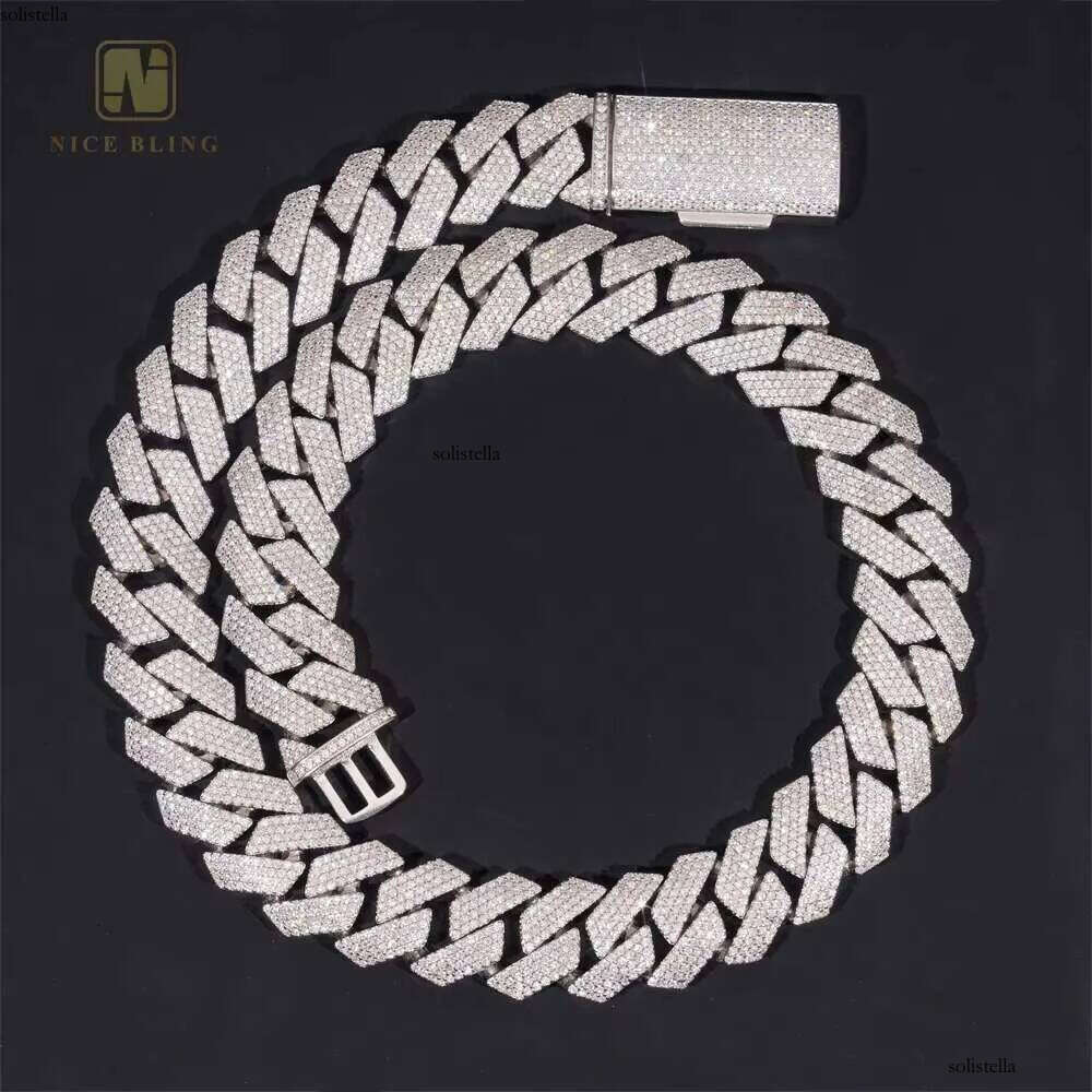 Pass Tester Sterling Sier18mm Custom Iced Out Hip Hop Jewelry VVS Moissanite Dia Cuban Link Chain Necklace