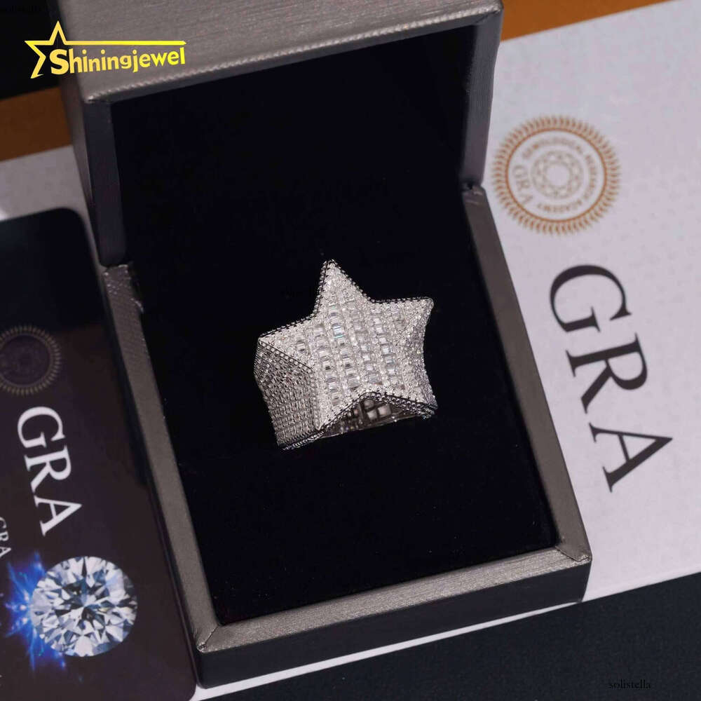 Pass Dia Tester Sterling Sier VVS Moissanite Hip Hop Iced Out Custom Ring