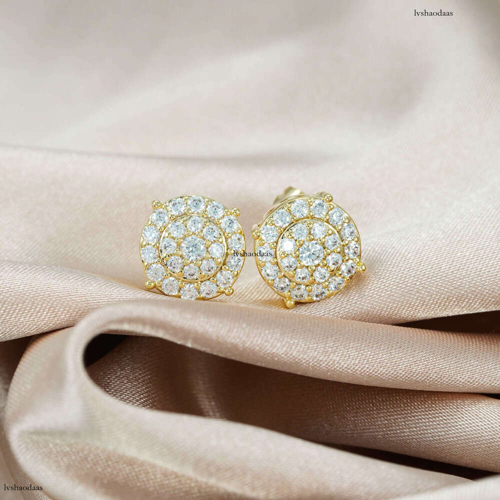 ICED OUT Hot Sale 10mm Stud Earrings Jewelry Micro Pave Moissanite Hip Hop Personality High-end