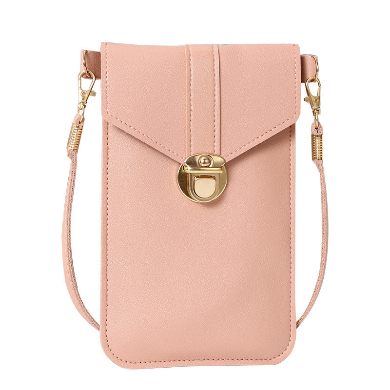 2025 New Luxury Bag Women's Trendy Lock Buckle Crossbody PU Leather Touchscreen Phone Wallet Retro Student Buckle Small Wallet