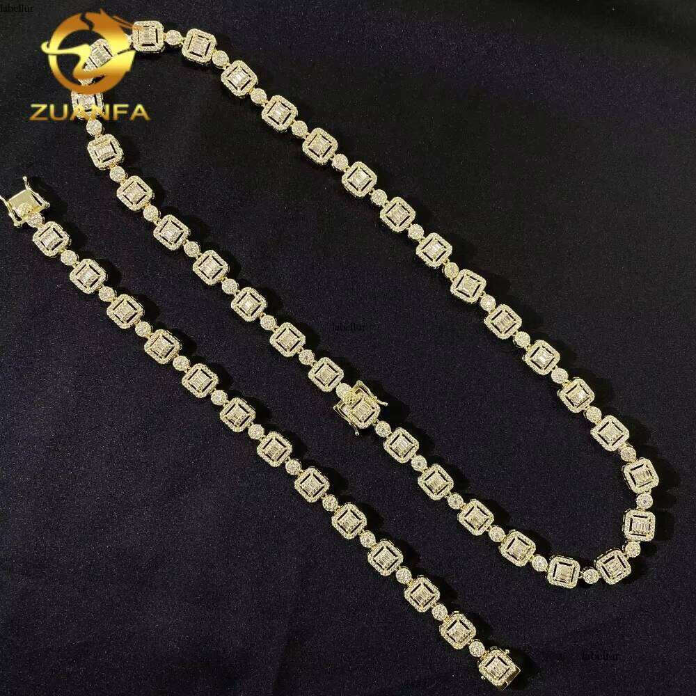 High-Quality Hip-Hop Jewelry 9.5mm Cuban Sier Iced Out Cluster Pyroxene Tennis Chain Necklace