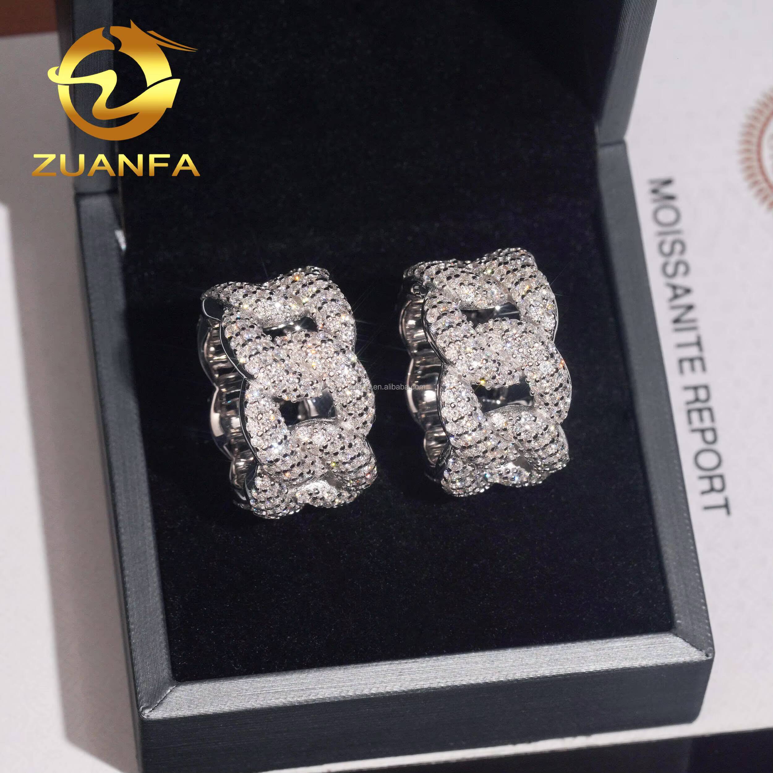 New Arrivals Fashion Rapper Jewelry S925 Sterling Silver Hip Hop Iced Out Rhodium Plated VVS1 Moissanite Miami Cuban Ring Man