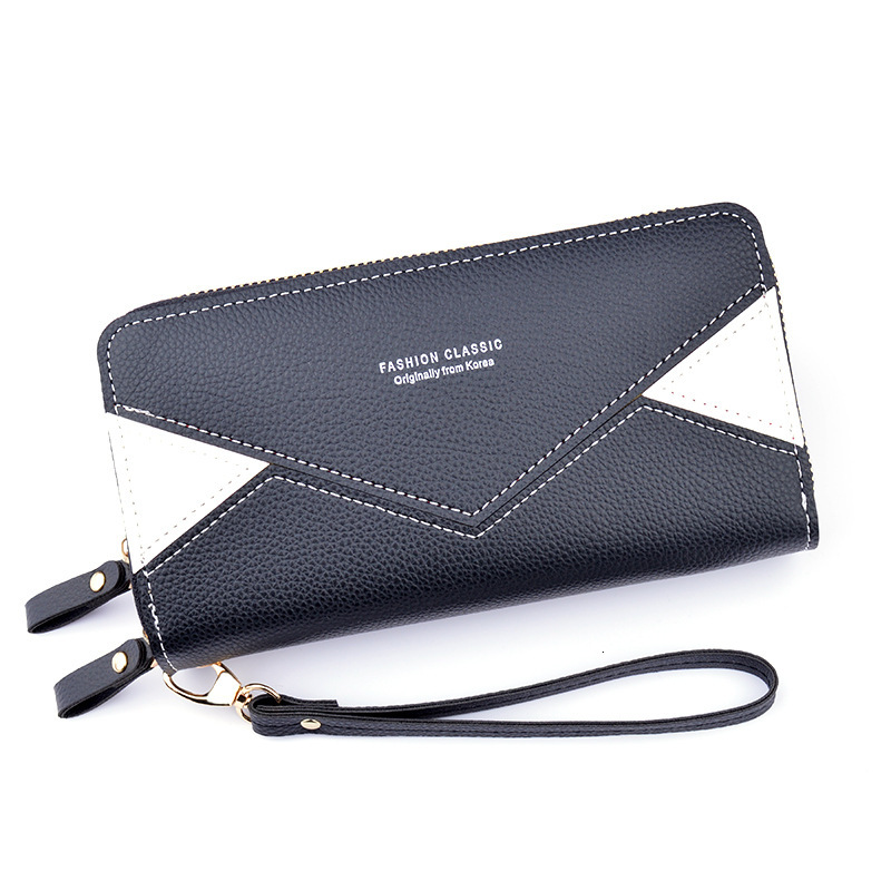 Double Zipper Wallet Women's Clutch Long Fashion Color-block Mom Designer Bag Luxury Bag Double-layer Wallet Large Capacity Lychee Pattern Wallet