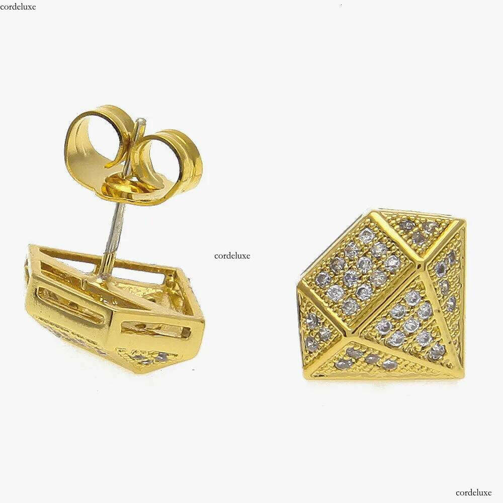 New Fashion Princess Cut Dia Mens Earring Studs and White Gold Plated personalized Hip Hop CZ Cubic Zirconia Stud Earrings Jewelry Bijoux Accessories