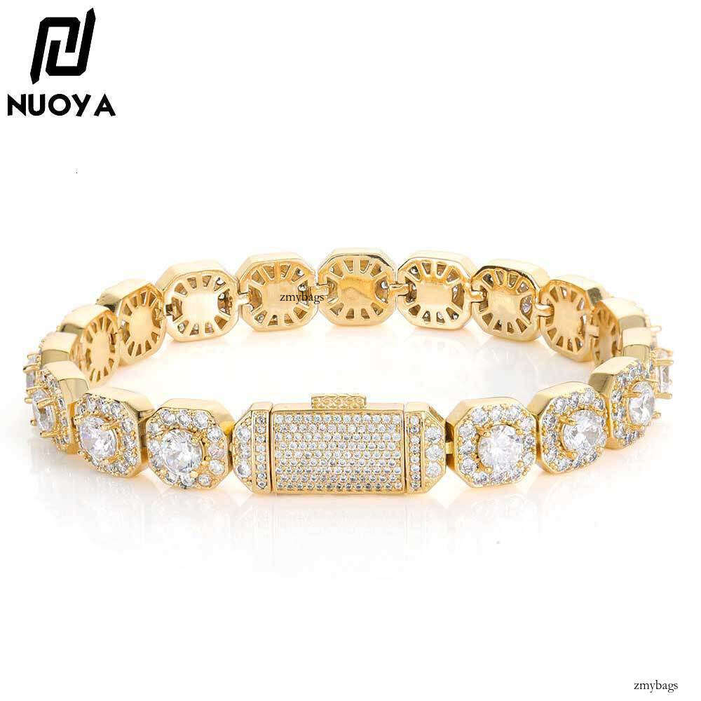 Men's Hip-Hop Zircon Rock Candy Trendy Brand Personality Gold Bracelet Accessory