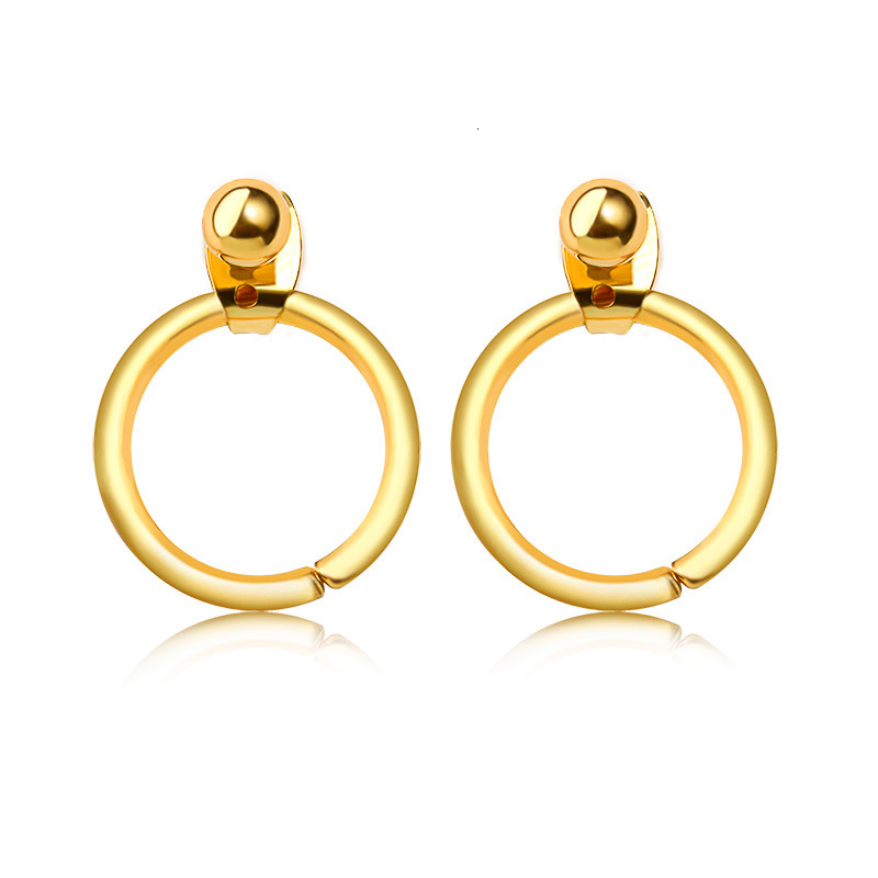 New Fashion Coil Copper Bead Metal Texture Back Hanging Simple Elegant Round Hoop Stud Earrings Unisex