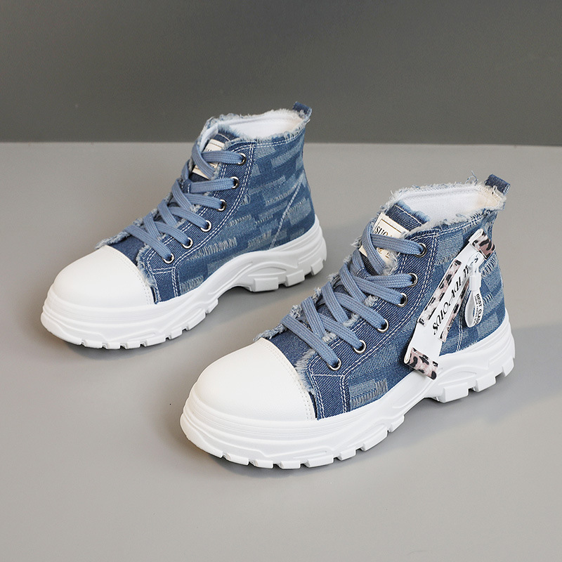 2025 new canvas high top women's shoes breathable thick sole height increasing casual shoes designer Martin sports boots