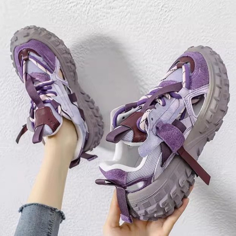 Thick soled hollowed out dad and women's shoes with mesh breathable 2025 designer's new height increasing casual sports shoes