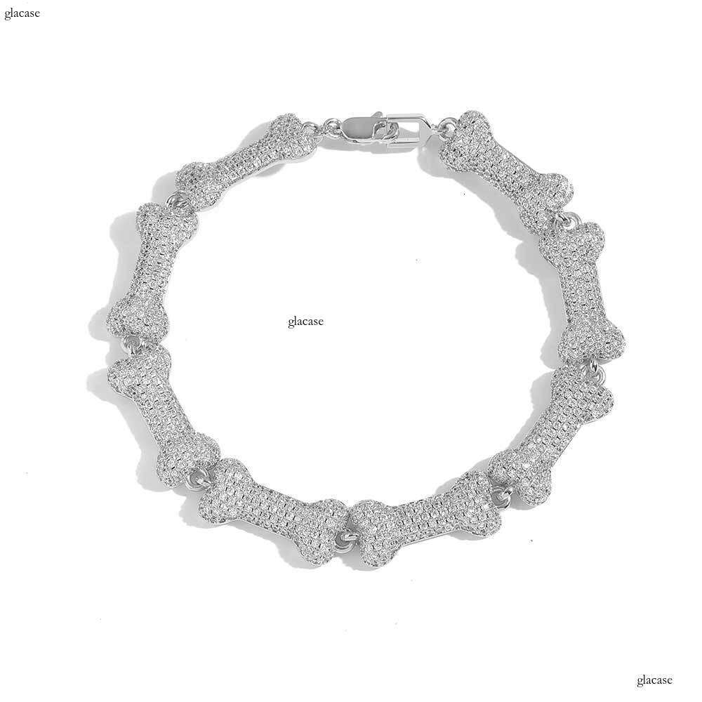 INS New Full Zircon Bone Shape Necklace Simple Metal Texture Collarbone Chain Personality Versatile Bracelet