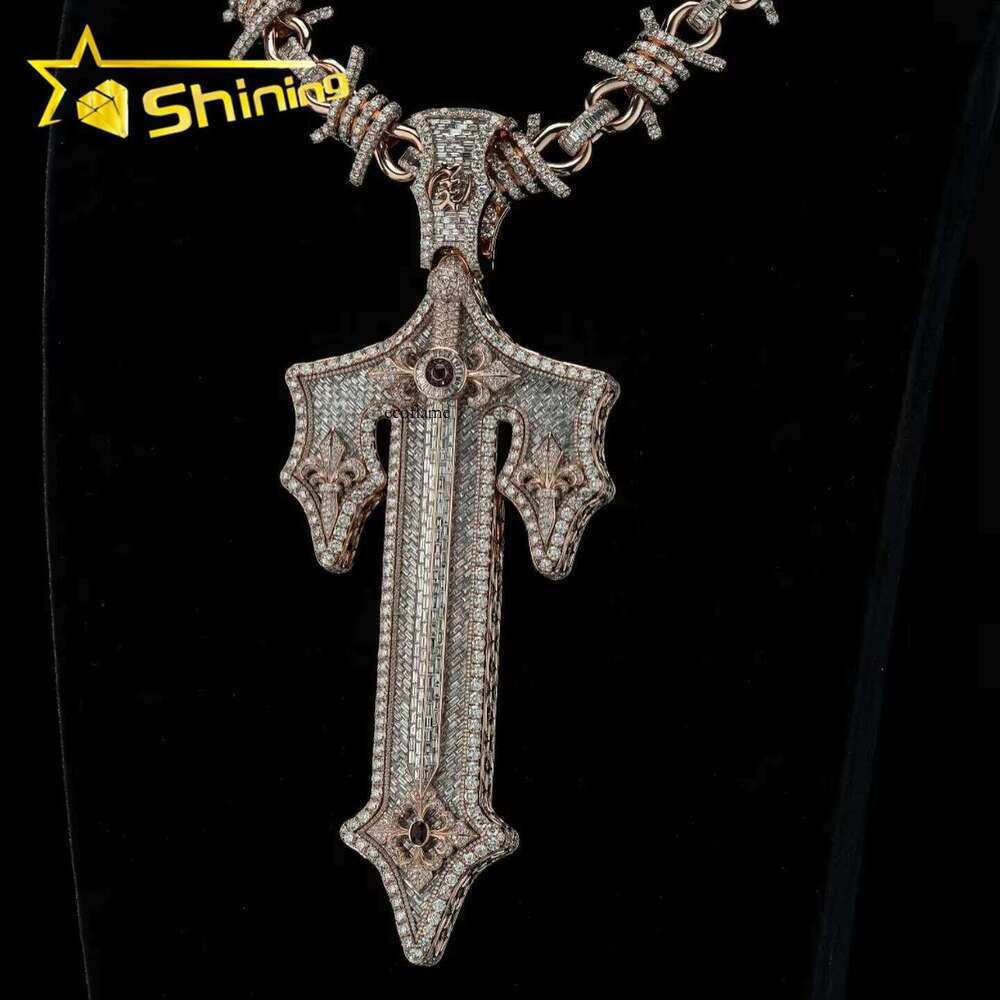 Custom Made Top Quality VVS Dia Hip Hop Personalized Cross Sier Iced Out Moissanite Pendant