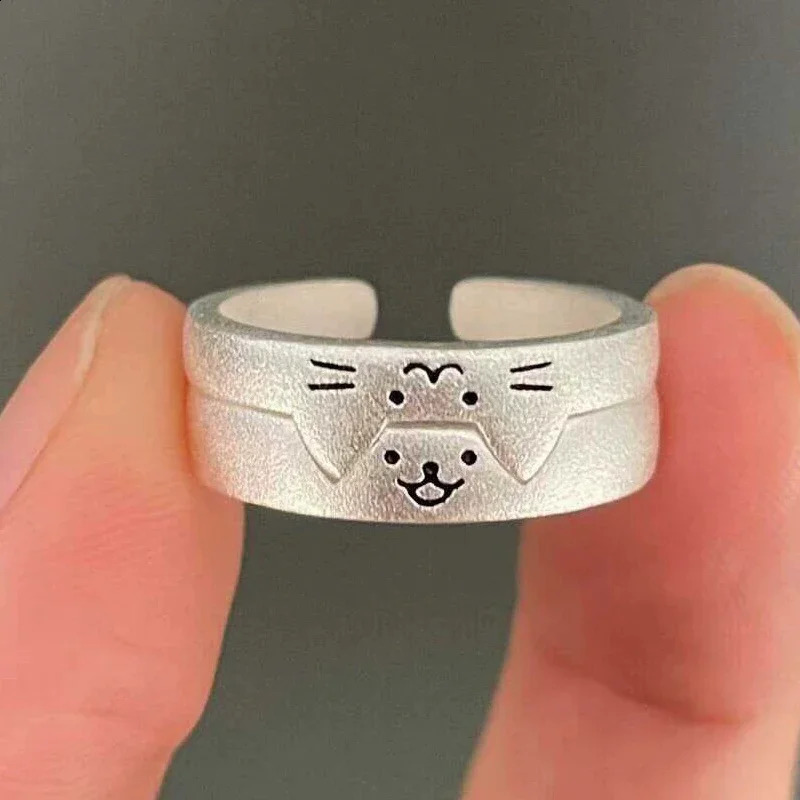 1/2pcs Animal Cute Cat Dog Animal Couple Ring for Women Men Fashion Statement Lover Rings Valentines Day Party Jewelry Gifts 250805