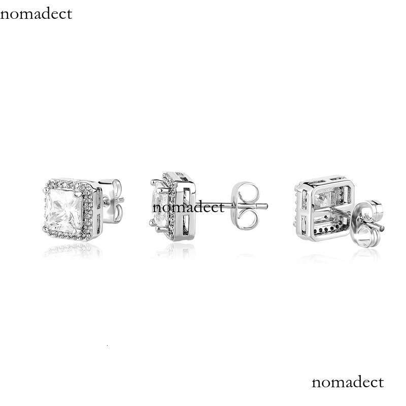 New Emerald Square Zircon Earrings Korean Fashion Elegant Simple Geometric National Trend Small Ear Jewelry