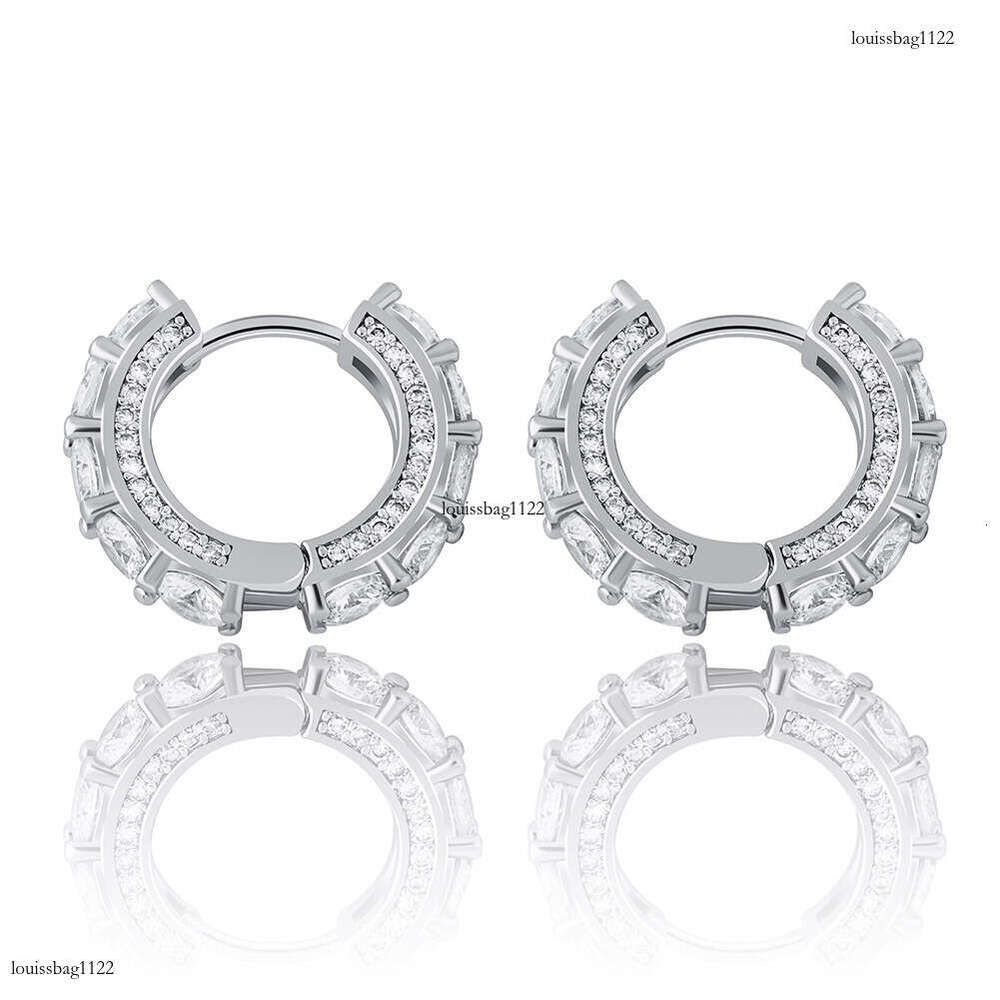 New Style Hoop Full Zircon BlingBling Unisex Hip-Hop Earrings Gold Jewelry