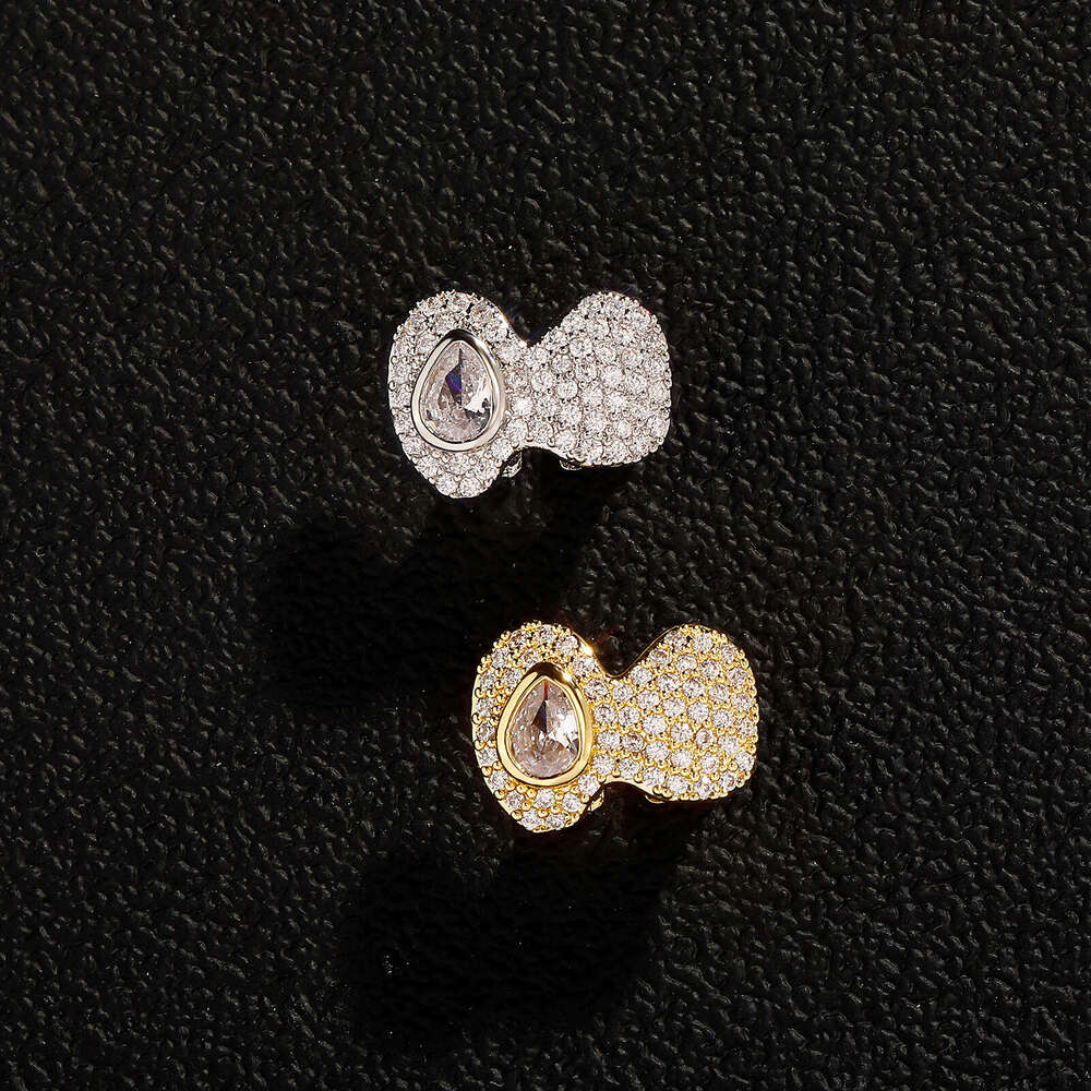 Full Dia Water Drop Large Zircon Trendy Jewelry Grillz Hip Hop Teeth Set Christmas Accessories