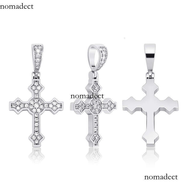 Simple Cross Pendant Full Moissanite chain Hip Hop Necklace Accessory
