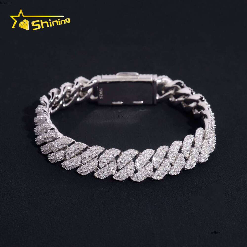 Hip Hop Accessory 10Mm Moissanite Cuban Chain Sier Bracelet, Pure Men's