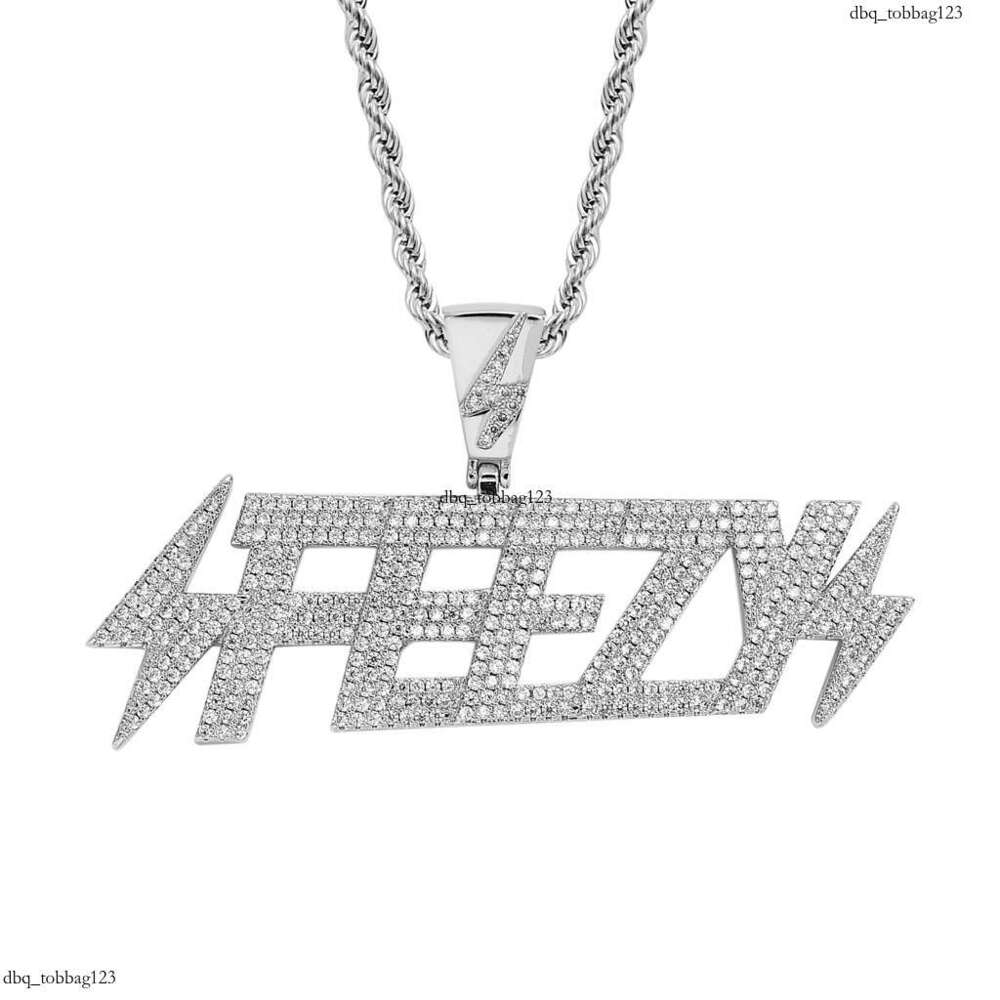 FEEZY Letter Moissanite chain Personality Hip-Hop Necklace Men's Pendant Accessory