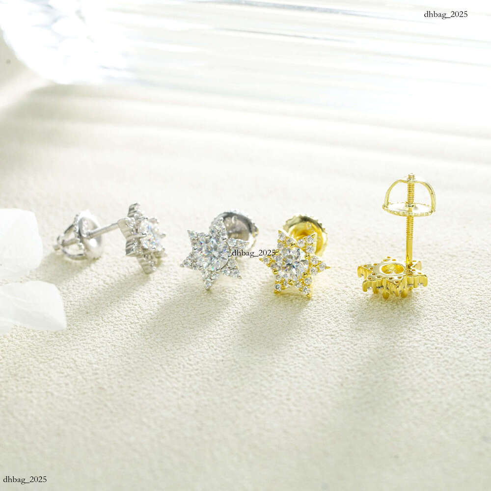 ICED OUT New Creative Star-Shaped Sier Moissanite Trendy Must-Have Earrings