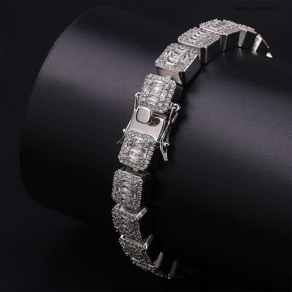 Hip-Hop Style 10MM Square Full Dia Ice Crystal Necklace for Men and Women, Personalized Trendy Bracelet