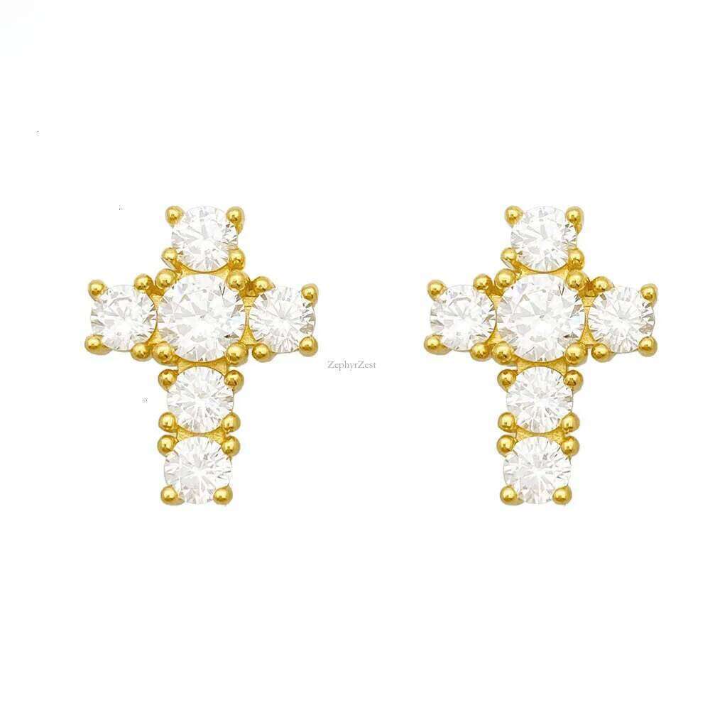 Pass Dia test hip hop classic moissanite dia cross sier women men stud earring