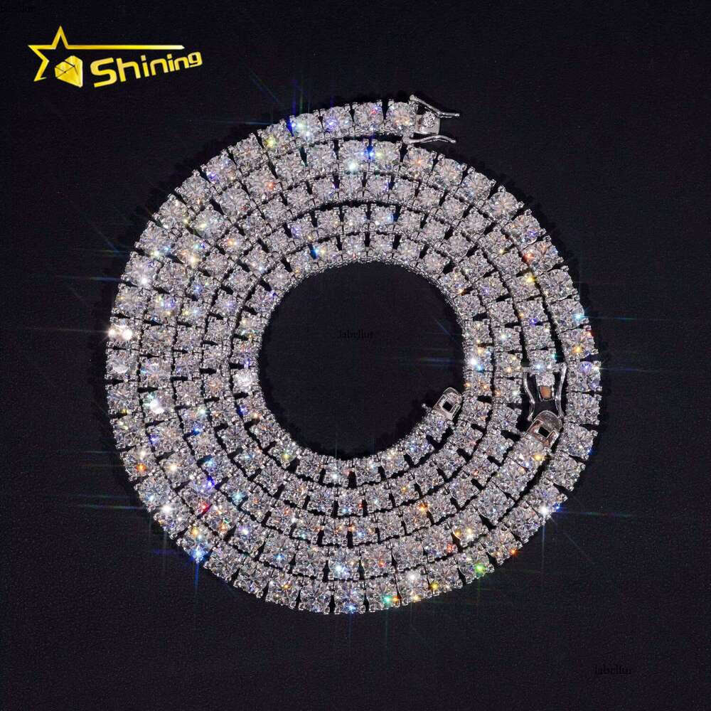 Hip Hop Classic Necklace Sier 5Mm 6.5Mm Chilled D-Color VVS Silica Tennis Chain