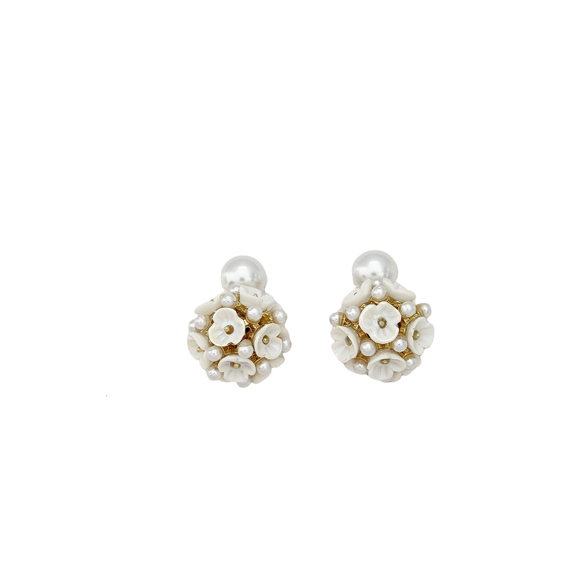 Exaggerated Double-Sided Pearl Flower Stud 2025 New High-End Elegant Earrings for Women