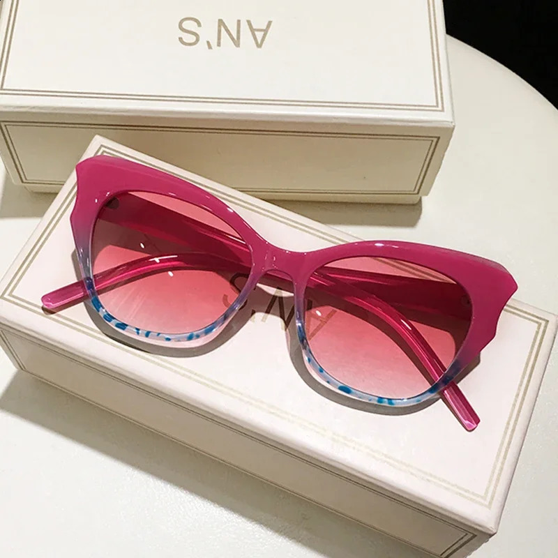 Cat Eye Vintage Sunglasse Fashion Gradient Sun Glasses Female Retro Mirror Outdoors Shades Oculos De Sol 250805