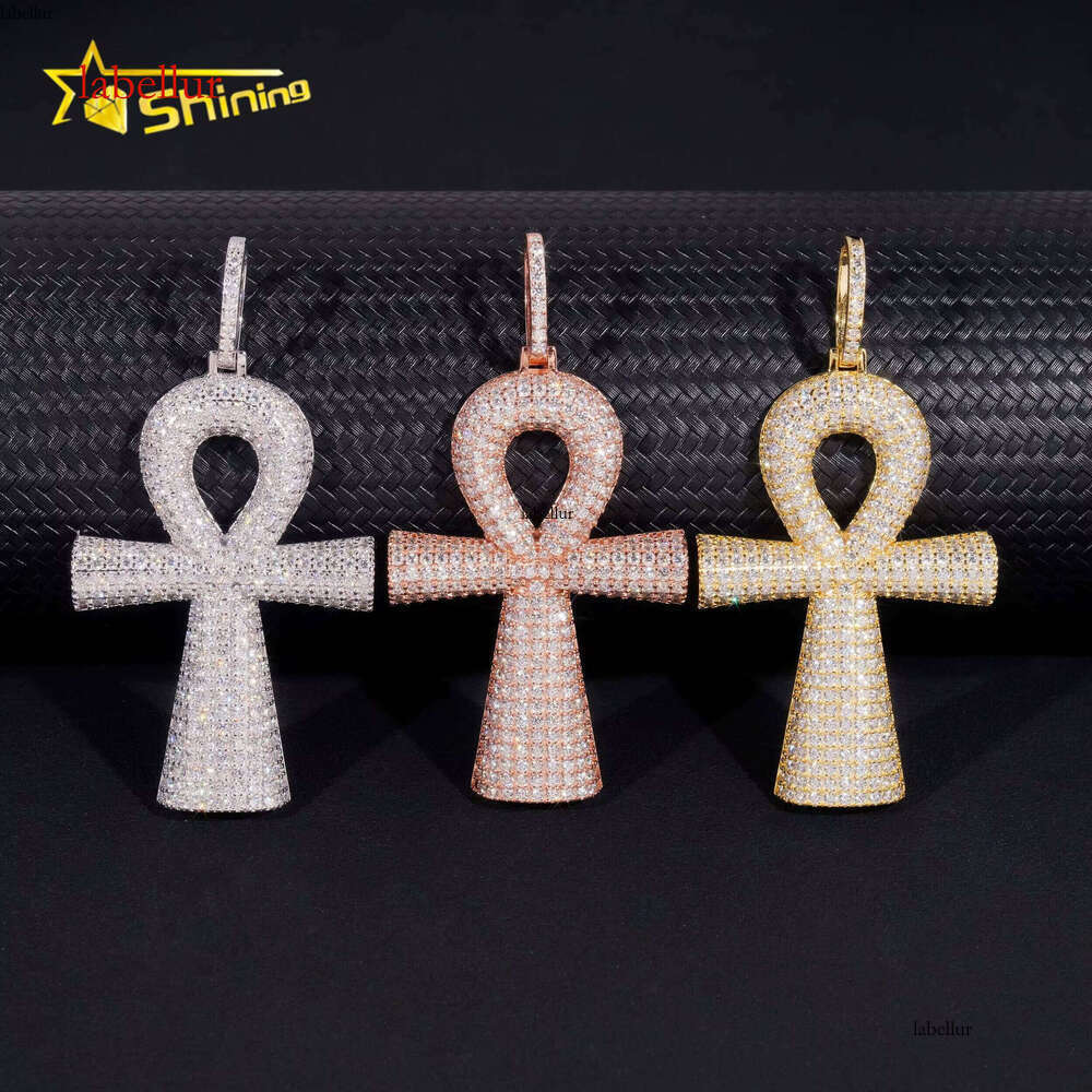 Hip Hop Jewelry Sterling Sier Men Dia Moissanite Iced Out Cross Pendant
