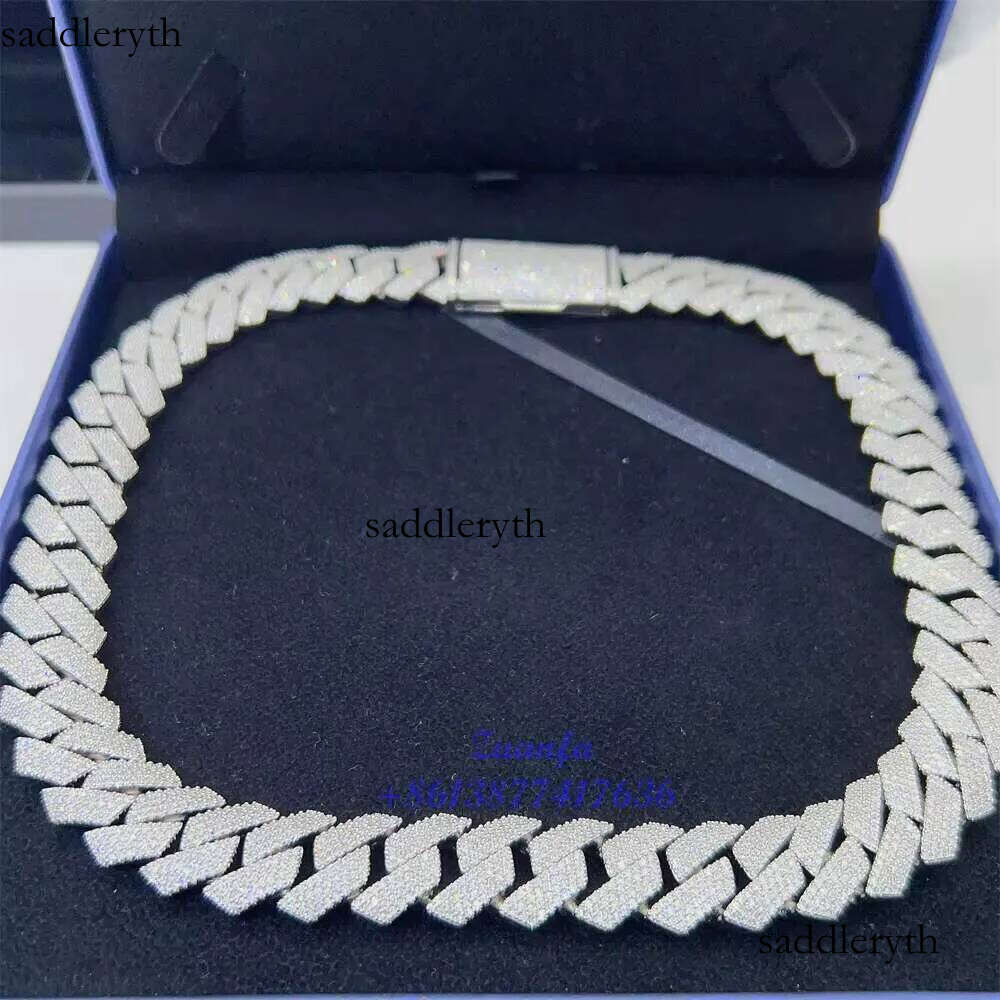 Pass Tester VVS Dia Link Chain 15m18mm 20mm 4 Rows Hip Hop Jewelry Necklaces Moissanite Cuban Necklace 9d