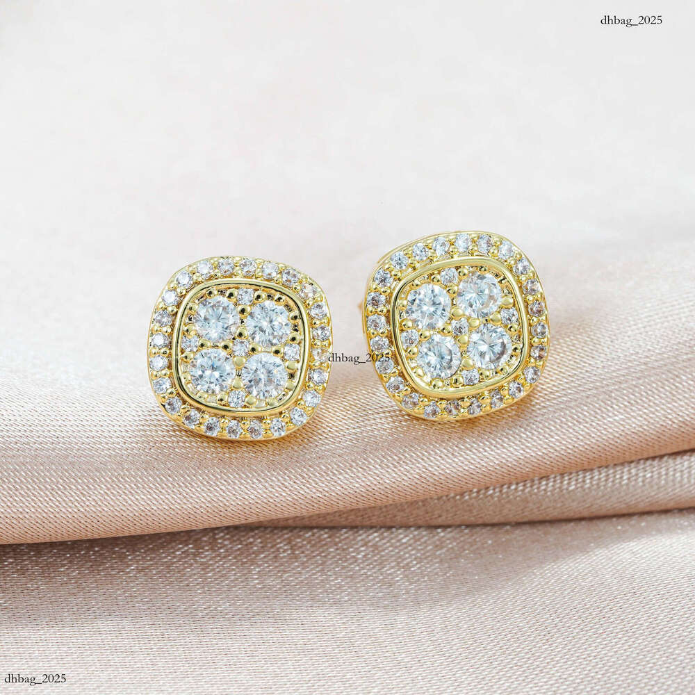 ICED OUT New Creative High-End Square Sier Moissanite Full Inlay Trendy Must-Have Earrings
