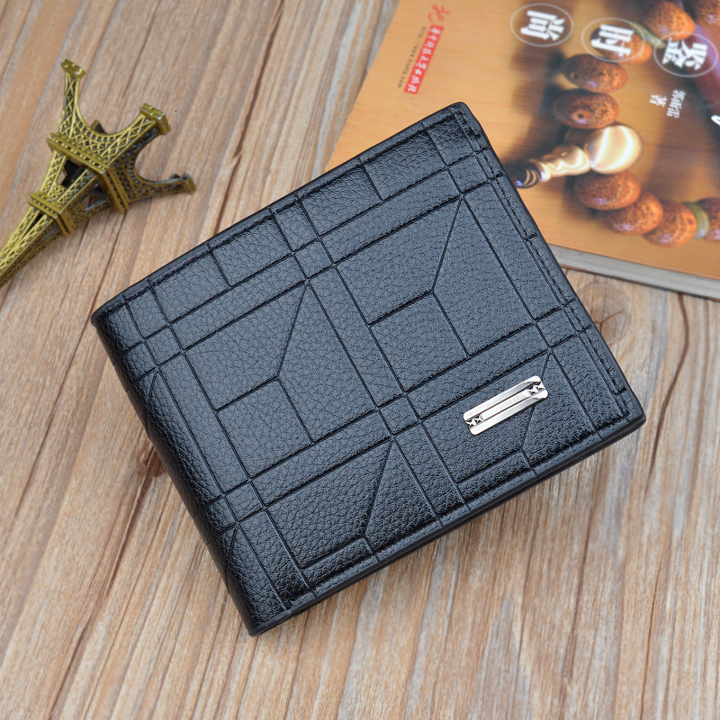 New Men's Wallet Short Style For Men, Designer Bag Fashionable Plaid Horizontal Soft Leather Luxury Bag Wallet With Large Capacity And Multiple C