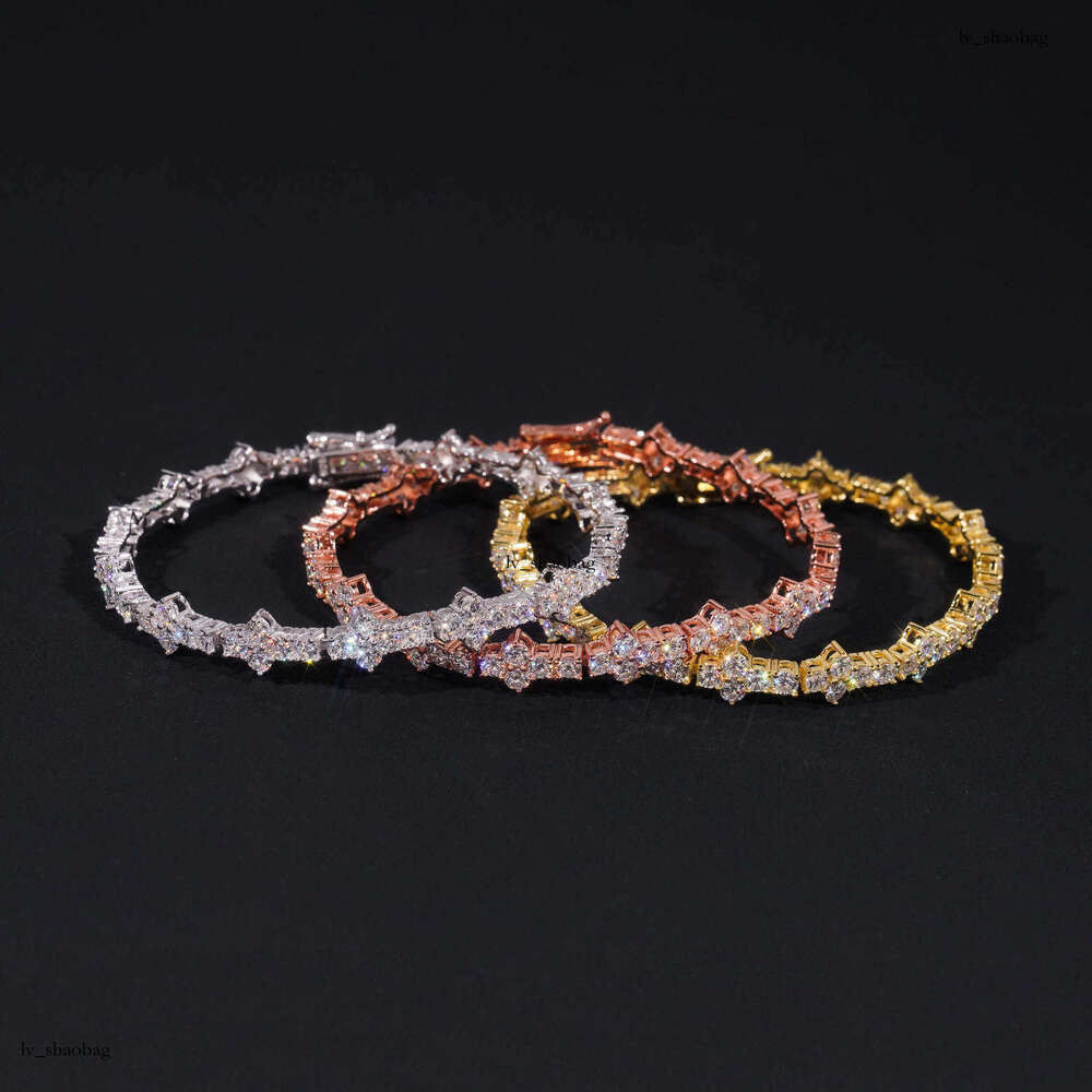 New Sier Moissanite Tennis Chain 3-4mm Hip-Hop Unisex Bracelet Necklace HipHop