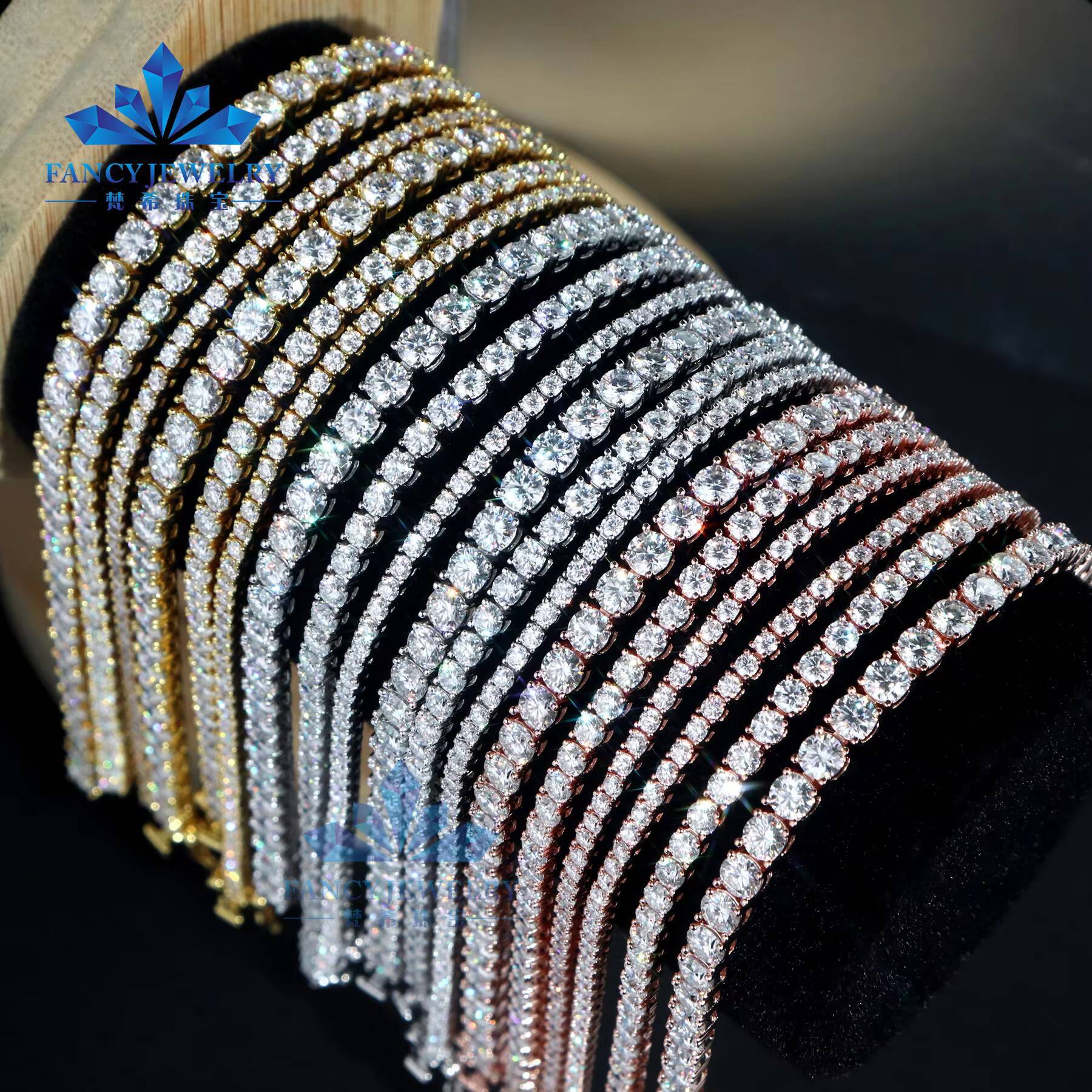 2mm 3mm 4mm 5mm 6.5mm DEF VVS Moissanite Diamond 925 Sterling Silver Moissanite Tennis Bracelet