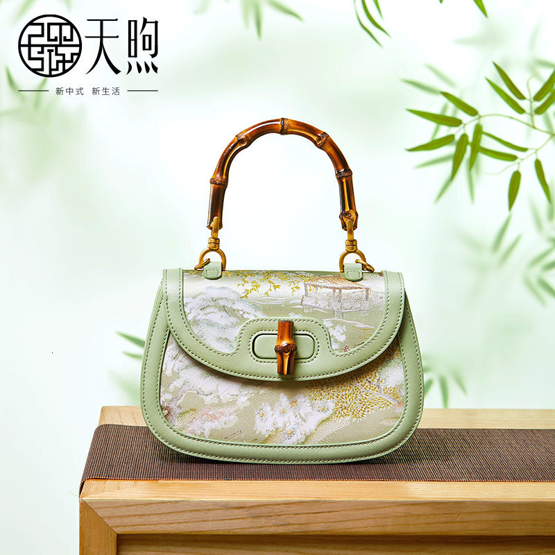 Women's Handbag Ethnic Style Bamboo Knot Luxury Bag Free Shipping Designer Bag Elegant Saddle Bag New Chinese Qipao Hanfu Crossbody Bag Silk Hand