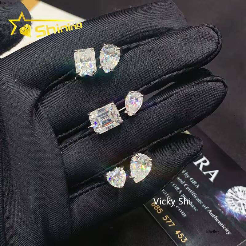 Premium Jewelry Series Women's Pure Silver D VVS Cubic Zirconia Wedding Iced Out Ring Gift