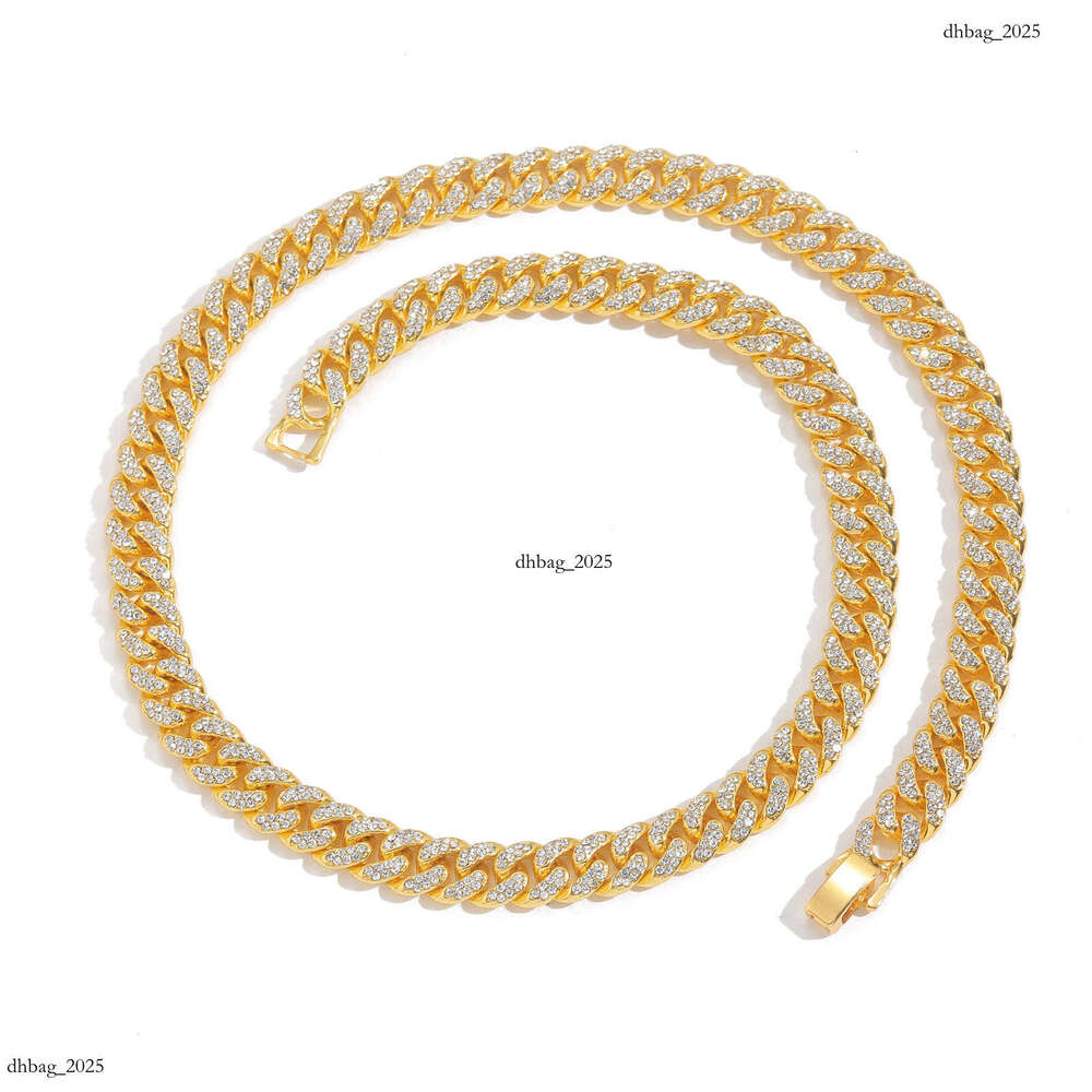Necklace 9mm Double Row Cuban Chain Full Dia Trendy Brand Unisex Personality Hip Hop Accessories