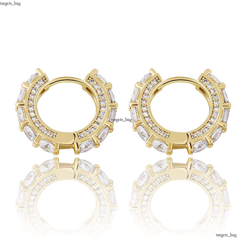 New Style Hoop Full Zircon BlingBling Unisex Hip-Hop Earrings Gold Jewelry