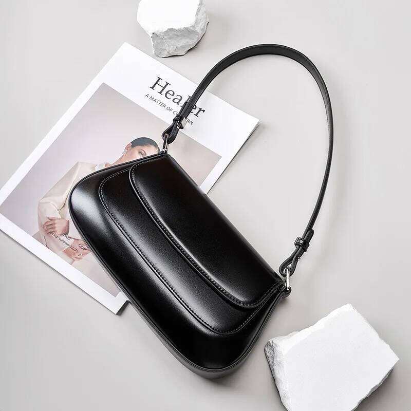Underarm cowhide Genuine leather handbags women vintage shoulder bag female bags womens high quality 2025