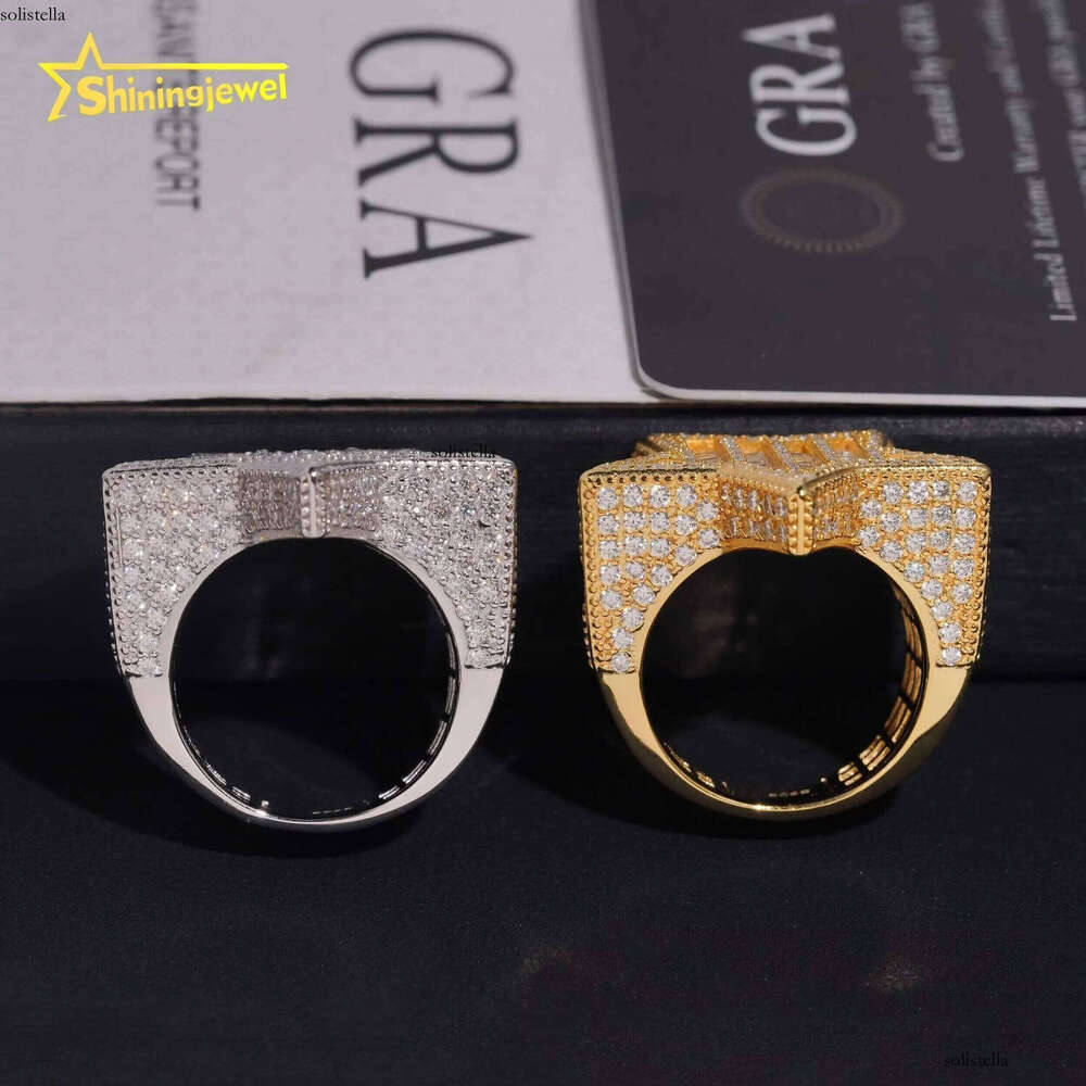 Pass Dia Tester Sterling Sier VVS Moissanite Hip Hop Iced Out Custom Ring