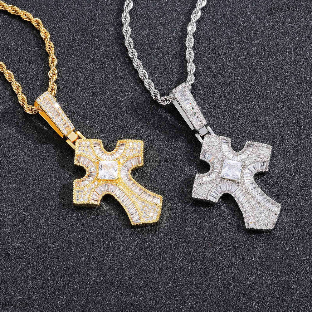 MISA T Square Moissanite chain Cross Pendant Personality Hip-Hop Trendy Men's Necklace Accessories
