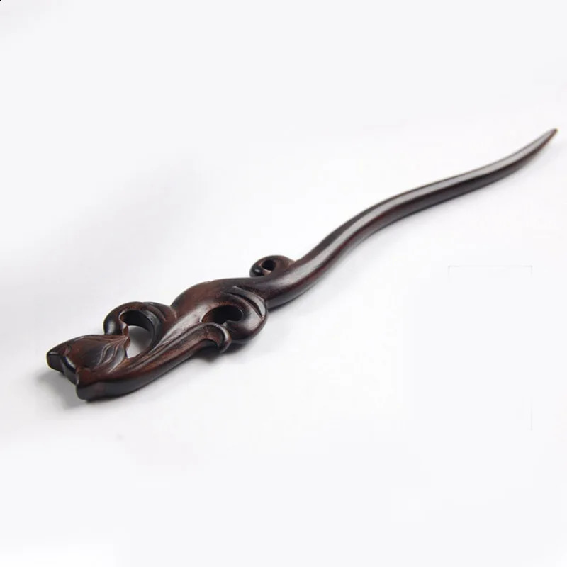 Traditional Chinese Hairpin Stick Vintage Carving Black Ebony Wooden Hair Forks Women Girls Coiled Hair Styling Accessories 250807