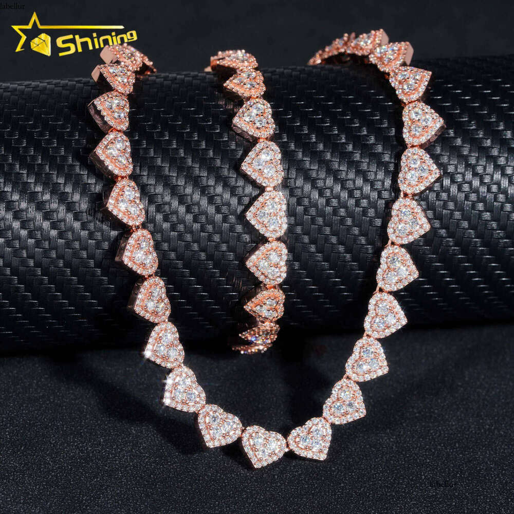 Wholesale price sier d color vvs moissanite hip hop jewelry iced out 8mm dia chain heart bracelet for women