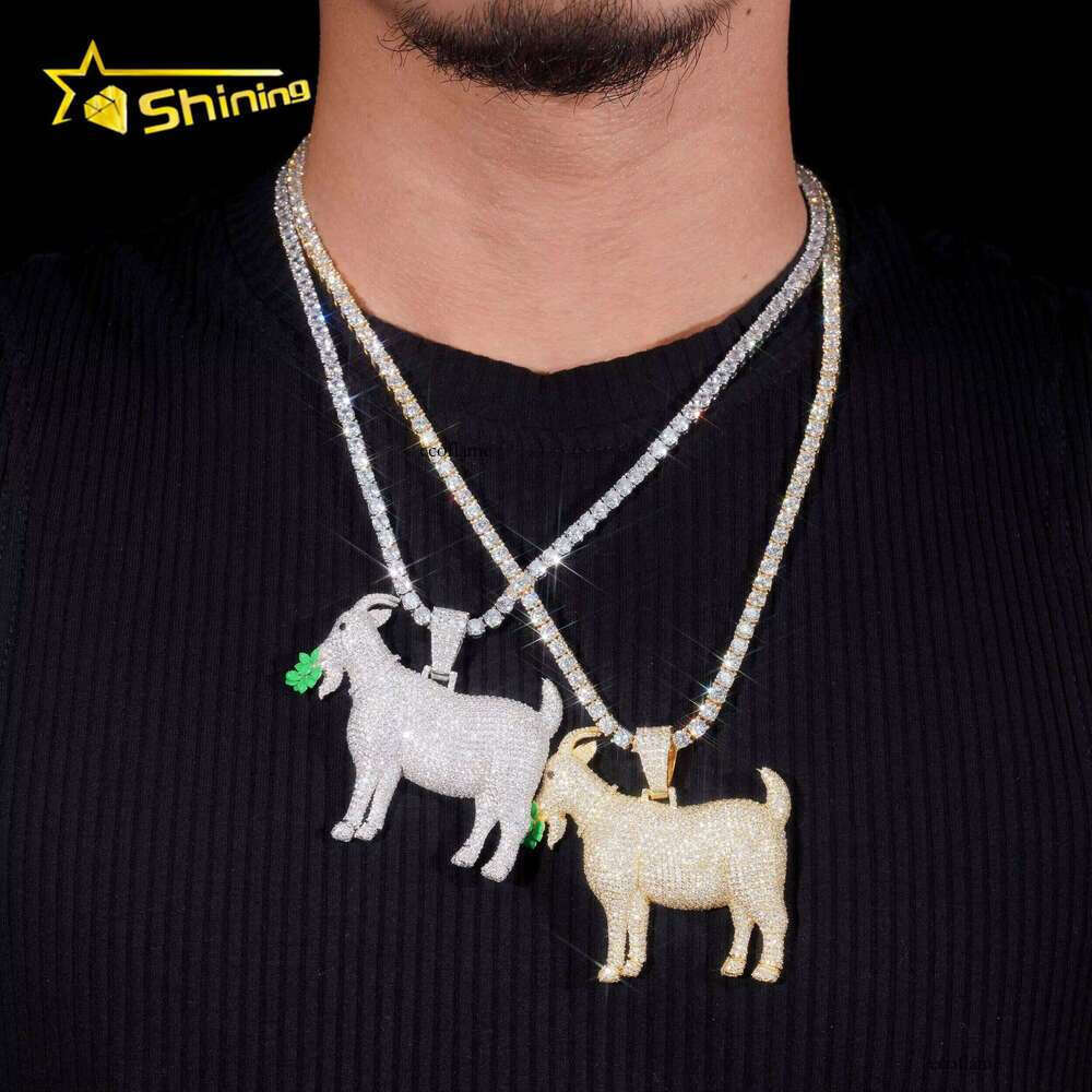 Pass Dia Tester Sier Custom Enamel Goats Iced Out High Quality Hip Hop Moissanite Pendant