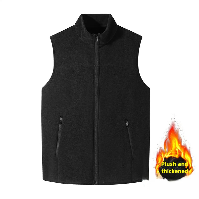 Autumn and winter fashion mens cotton vest jacket casual multifunctional plus size warm standing collar sleeveless top 250809