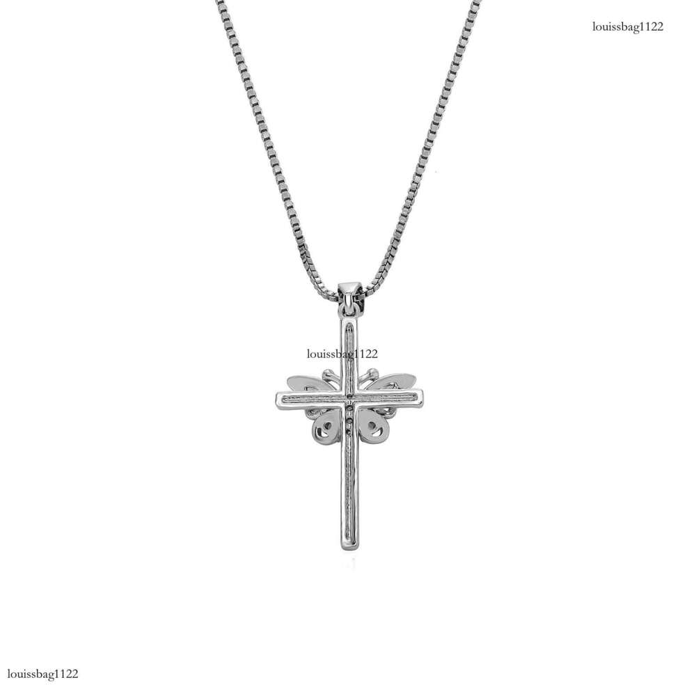 Unique Design Butterfly Cross Pendant Moissanite chain Micro-inlaid Fashionable Niche Necklace