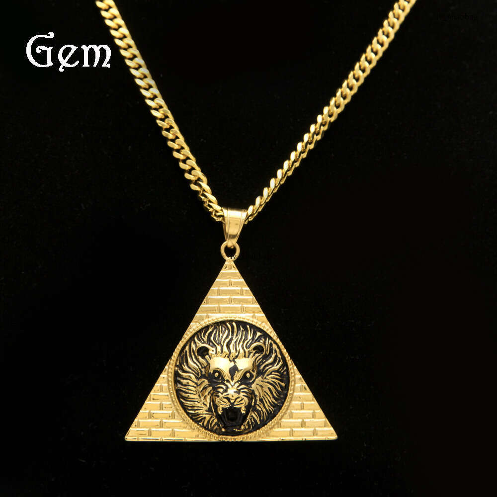 New Cool Lion Head Tag Gold Plated Sterling Silver Pendant Hip Hop Jewelry